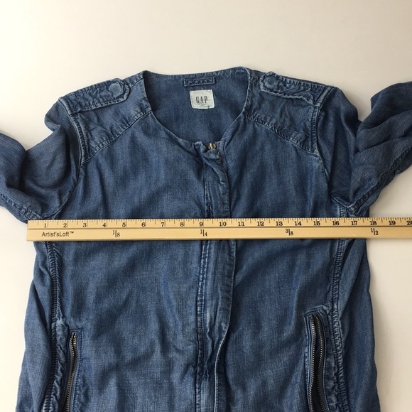 Gap Blue Chambray Zip Lightweight Jacket‎ Top - Picture 5 of 10
